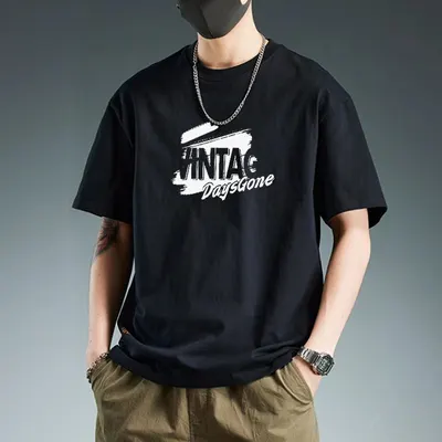 T-shirt de manga curta sólida para homens, de algodão, gola redonda