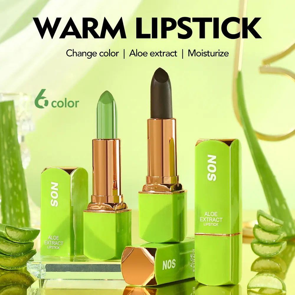 Batom de aloe vera que muda de cor, bálsamo labial, sem manchas na taça