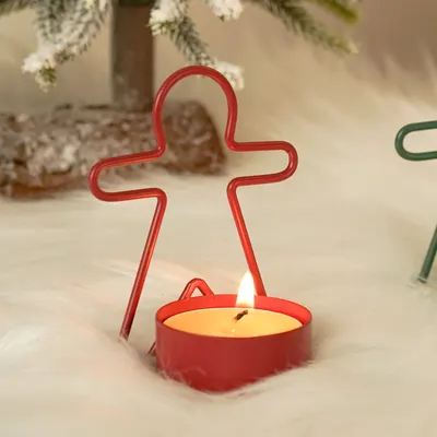Ornamento de castiçal mini com tema de Natal e atmosfera festiva
