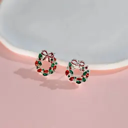 Accesorios de regalo navideño, pendientes de botón con goteo de aceite para Nochebuena