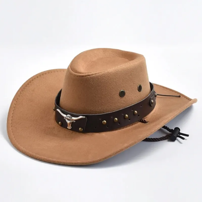 Chapéu de Cowboy Ocidental de Camurça Artificial