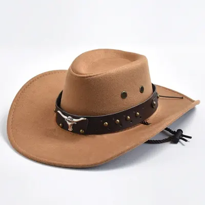 Chapéu de Cowboy Ocidental de Camurça Artificial