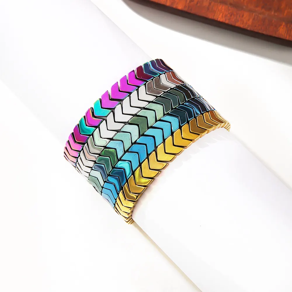 New Creative Arrow Bracelet Personality Fashion Electroplated Black Gallstone Beaded Adjustable Hand Rope