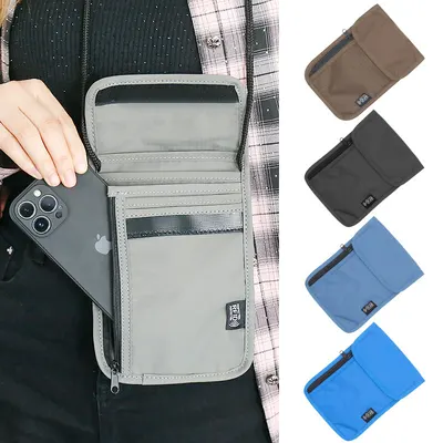 Saco de documentos de viagem impermeável, saco de passaporte, ranhuras para vários cartões, com proteção RFID contra desmagnetização, anti-radiação, anti-roubo, organizador de cartões bancários