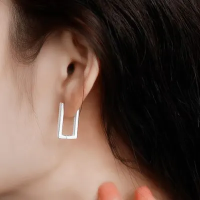geometric rectangle ear buckle versatile earrings unique creative jewelry for women