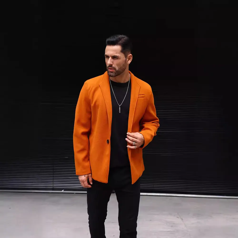 Casaco de lã novo para homem, casaco casual, trench coat de lã