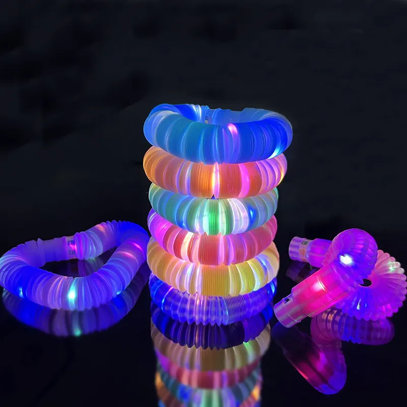 لعبة ضغط أنبوب موجي بلون ماكارون أنبوب مائي LED