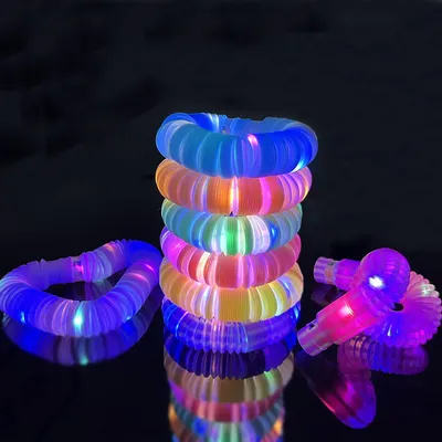 Juguete Descompresor Tubo Ondulado Color Macaron Tubería de Agua Luminosa