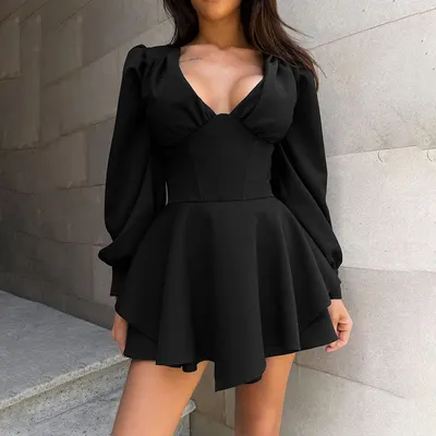 Vestido com decote em V, com pregas, elegante e slim, estilo europeu, nova saia de cintura alta outono 2024 para mulheres, YL24429