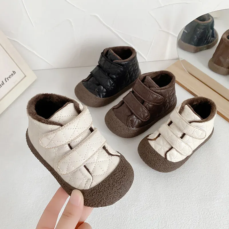 Children s Cotton Shoes 2024 Winter New Boys  Shoes Girls  Winter Shoes Double Cotton Plush Baby Shoes Anti-kick Casual Shoes