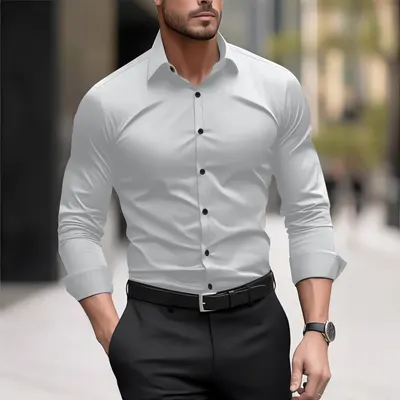 Camisa de manga larga informal de negocios de pigmento de moda de Amazon de comercio exterior transfronterizo, estilo Ins europeo y americano para hombre