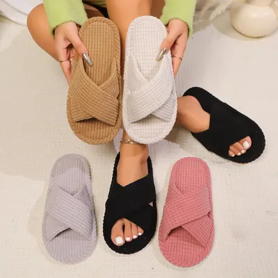 Sapatos de Confinamento de Pelúcia com Sola Grossa, Quentes, para Interior e Exterior, para Mulheres, Outono e Inverno