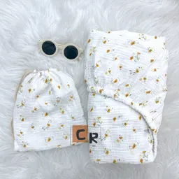Fronha de berço de bebê de crepe de algodão puro classe A estampada, fronha com elástico de tamanho universal