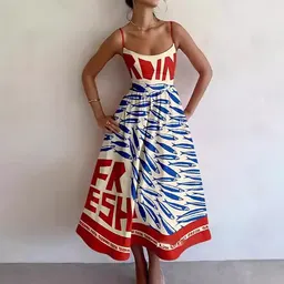 Vestido longo maxi com estampado 3D floral casual para mulheres