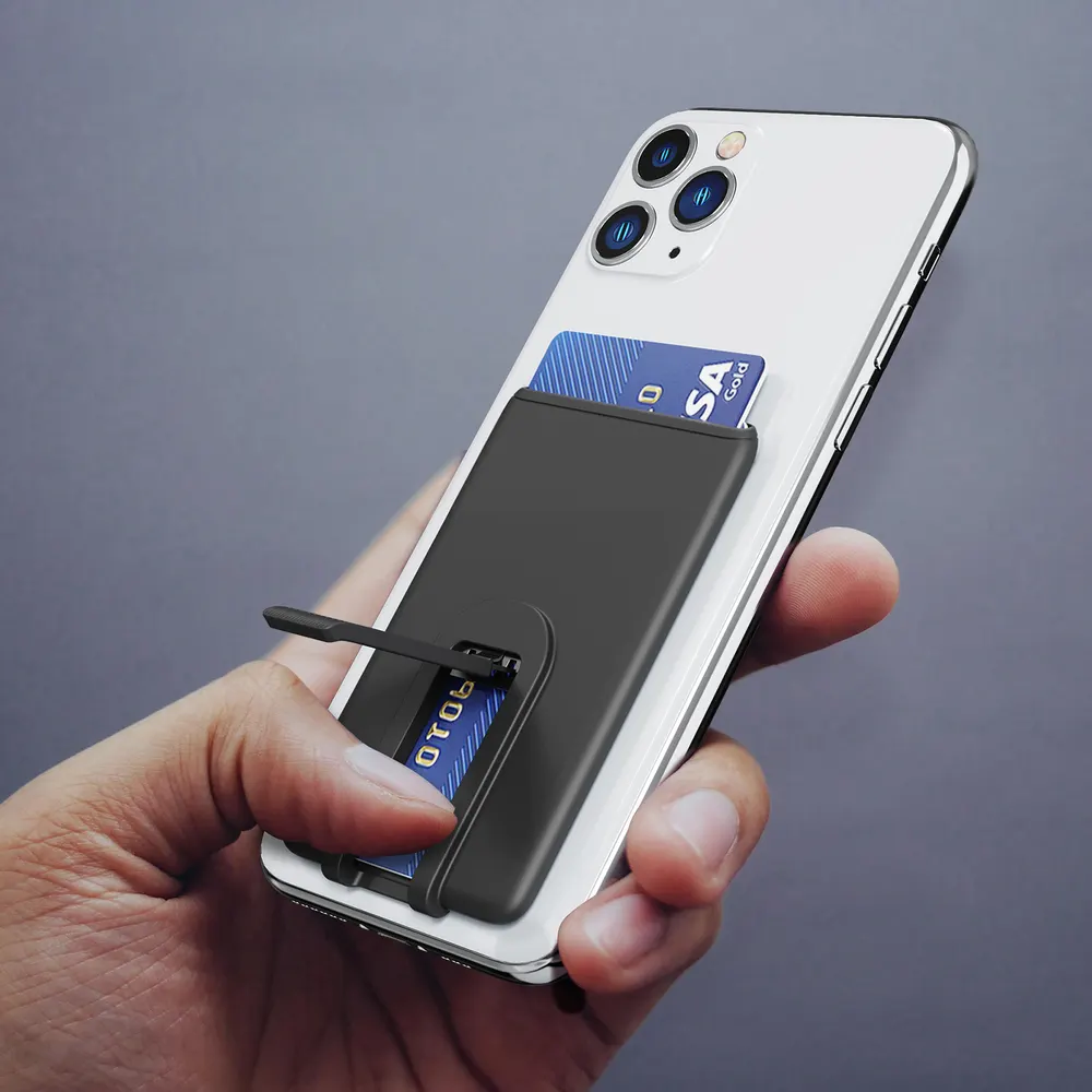 Capinha de telemóvel com suporte para cartões de silicone, suporte multifuncional