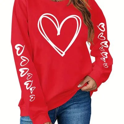 Sweatshirt Vermelho Feminino Plus Size, Confortável, para o Dia dos Namorados