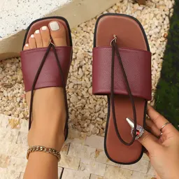 Sandalias Romanas Planas con Punta Flip para Mujer, Zapatos de Playa