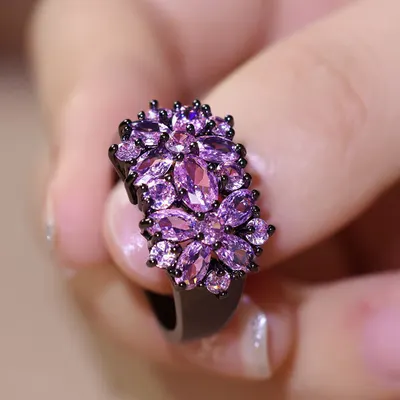 Anel de flor com design geométrico para mulher, estilo doce e cool