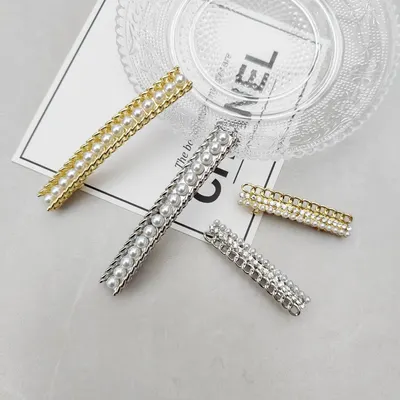 Hårklämma med pärlor och diamanter - exklusiv handgjord kedjestil håraccessoar, cool europeisk och amerikansk stil