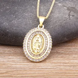 Collar con colgante de la Virgen María clásico retro de venta caliente al por mayor de fábrica transfronteriza europea y americana, collar religioso en stock
