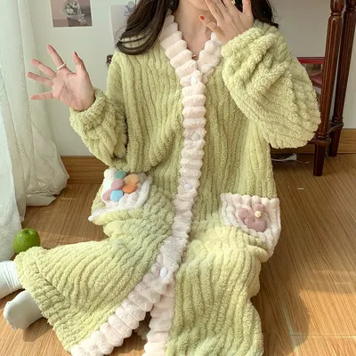 V-halsad cardigan långärmad pyjamas