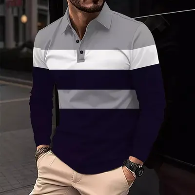 Europeisk och amerikansk 3D digitaltryck lapel kortärmad pullover fritid mäns t-shirt spänne