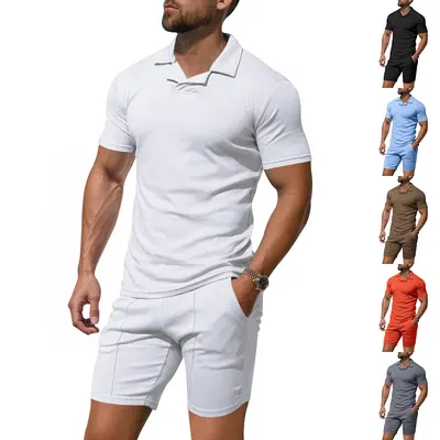 Conjunto Desportivo Masculino British Berk: Camisa de Manga Curta e Calções, Slim Fit, Rápido-Seco e Casual