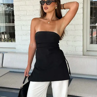 Top irregular de design de colete tube top de moda