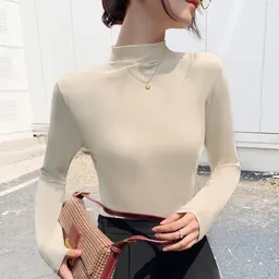 Nine Colors Half-High Neck Base Shirt Women s Inner Wear Spring and Autumn Long Sleeve Base Shirt Slim Fit T-shirt Fashionable Versatile Slimming T-shirt