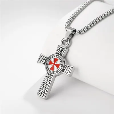P0595-NK10 europeisk och amerikansk smycken riddare tempel frimurare herrzink hängen halsband
