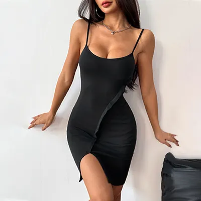 Vestido de alças, ajustado, modelador de cintura e anca