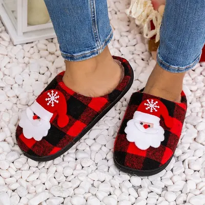 Chinelos de algodão quentes para casa, novos no inverno, para casais, homens e mulheres, chinelos com bordado de toalha de Natal, antiderrapantes, para dropshipping