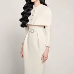 Conjunto de duas peças de vestido e capa de xale nicho vietnamita de 2024, terno de lã estilo pequena fragrância de celebridade de outono e inverno para mulheres, 1223