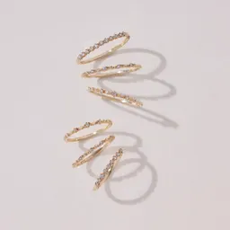 Japansk lätt lyx ultrafin liten diamant länkad våg stjärna S925 silver belagd 10K guld set ring enkel nisch