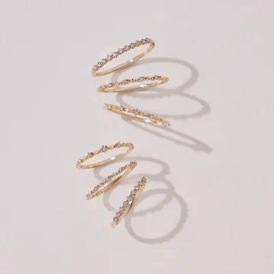 Japansk lätt lyx ultrafin liten diamant länkad våg stjärna S925 silver belagd 10K guld set ring enkel nisch