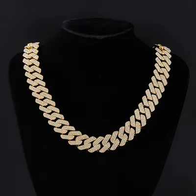 Colar Grosso de Diamante Hip Hop em Liga de Zinco com Diamante
