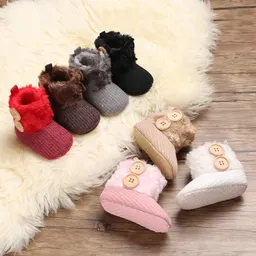 Sapatos de algodão para bebés de 0 a 1 ano de outono e inverno, botas de neve com pelúcia, sapatos de sola macia quentes, unissexo, para bebés e crianças pequenas