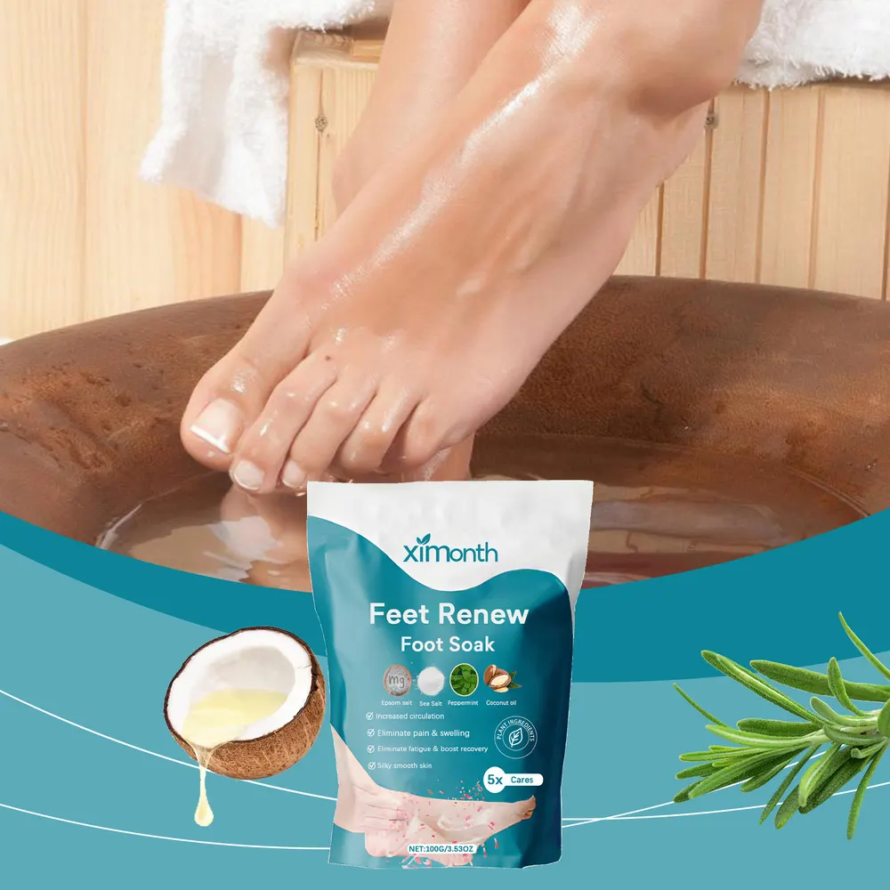 Cuidados para os pés, esfoliante com limpeza salina