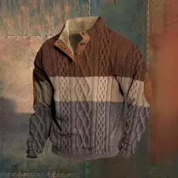 هودي بولو رجالي كازوال بتصميم رقمي عصري وطوق قائم
