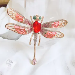 Broche Grande com Strass de Libélula - Novo Broche de Inseto Exagerado - Acessório de Corsage Personalizado de Alta Qualidade para Cardigã ou Xale