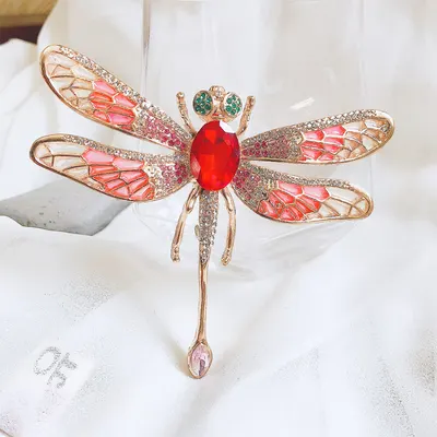 Broche Grande com Strass de Libélula - Novo Broche de Inseto Exagerado - Acessório de Corsage Personalizado de Alta Qualidade para Cardigã ou Xale