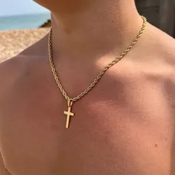 Collar con colgante de cruz de cadena de tendencia hip hop de cadena retorcida para hombre TMUE de venta caliente transfronterizo europeo y americano