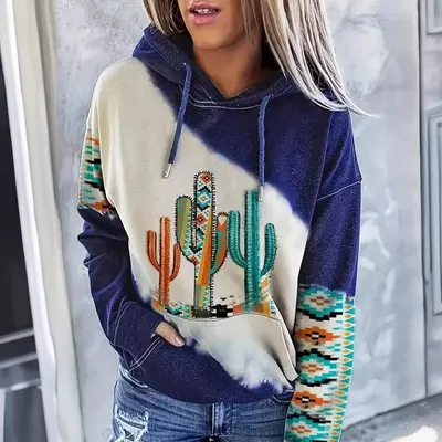Sweatshirt com Capuz Feminina Estilo Nacional Trendy, Desporto Casual, Fornecimento de Fabricante para Comércio Externo