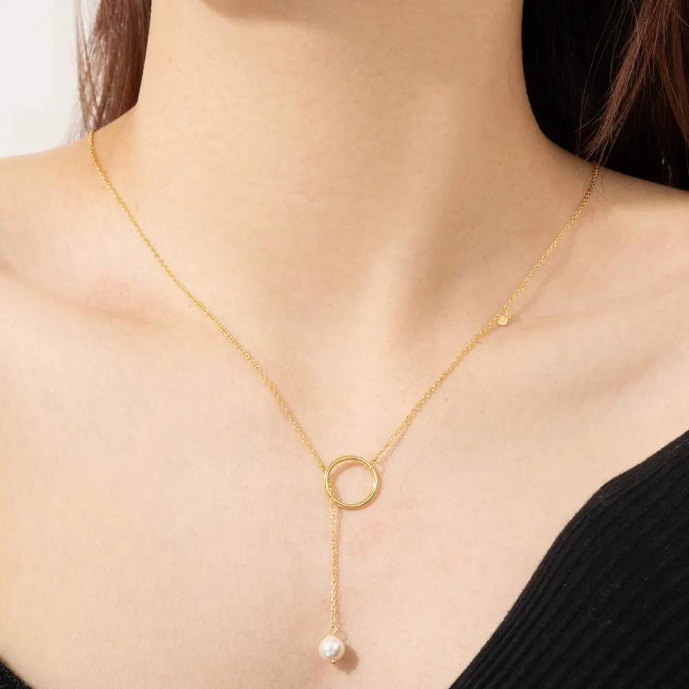 S925 sterlingsilver borstad lång halsband