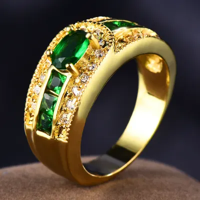 Diamant Guld Safirblå Zirkon Ring