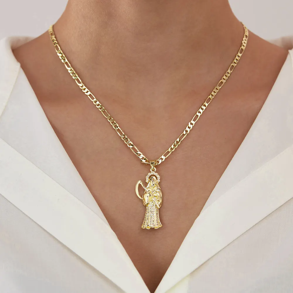 Europeisk och amerikansk gränsöverskridande kopparhalsband för kvinnor, personlig design skära skräckgudinnan zirkoninsatt halskedja grossist