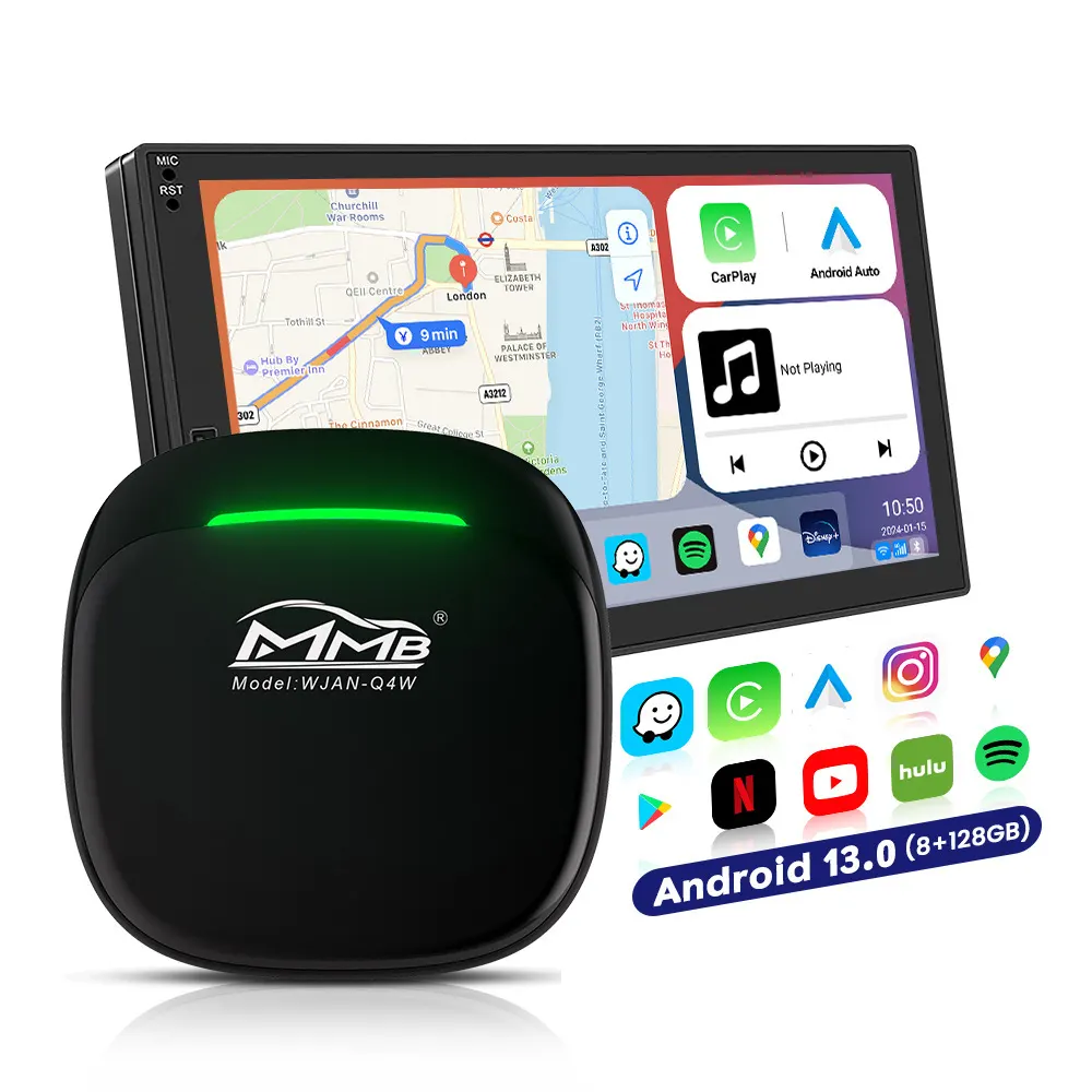 Caixa de Navegação Android versão AI Box, versão 4G, com CarPlay sem fios