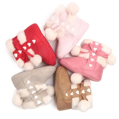 Botas de Natal com laço, sapatos para bebé andarilho, sapatos para bebé