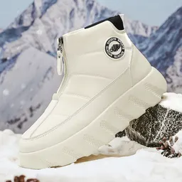 Botas de algodão para inverno masculinas, novas, com pelúcia espessa, botas de neve ao ar livre, botas de algodão quentes de pele de ovelha, modelo de calçado de um passo, para venda por grosso