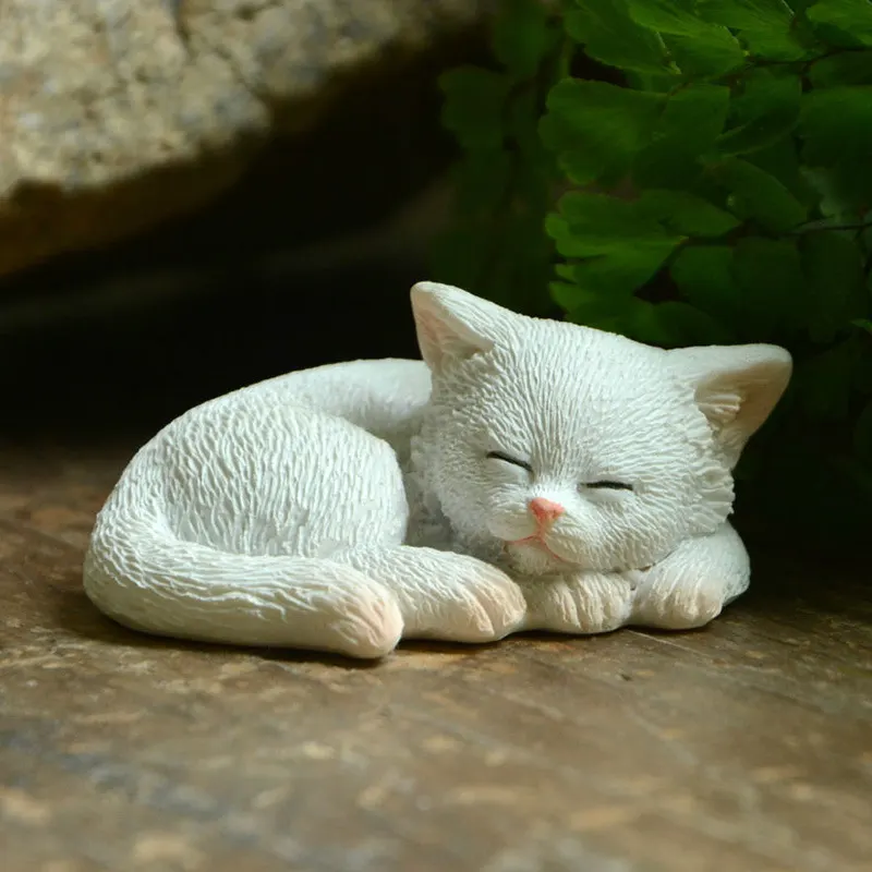 Kreativa kattdekorationer söta hartsprydnader realistiska djur japansk dekoration gåvor bil tillbehör lärares dag